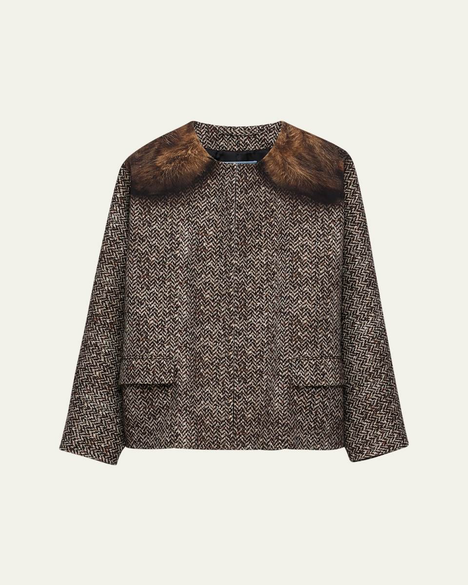 Printed Drill Caban Jacket